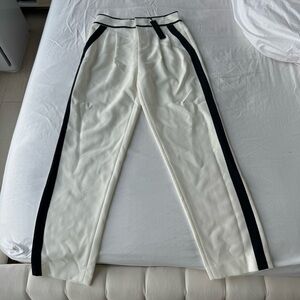NWT Alice + Olivia White Pants with Black Stripes work pants